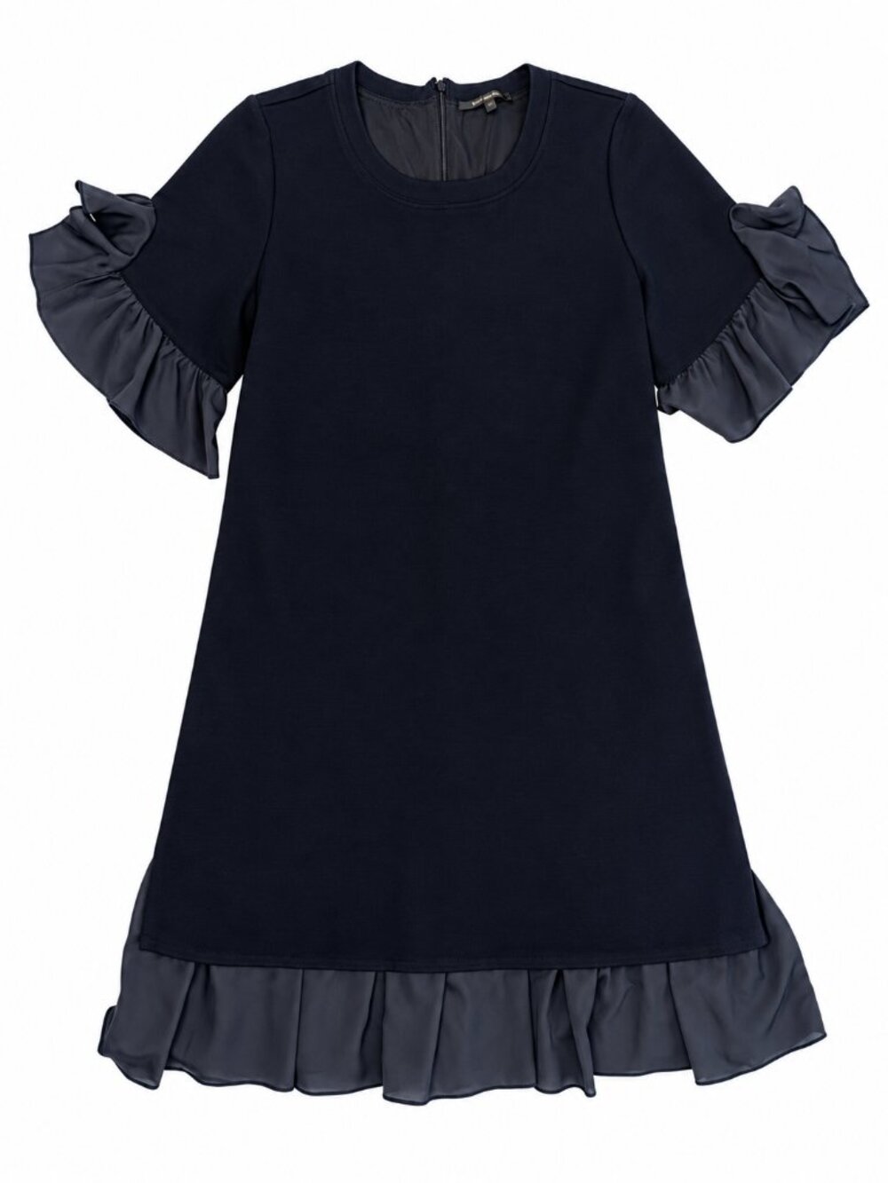 Kobi Halperin Black Ruffle Shift Dress M Flutter Sleeve Quiet Luxury